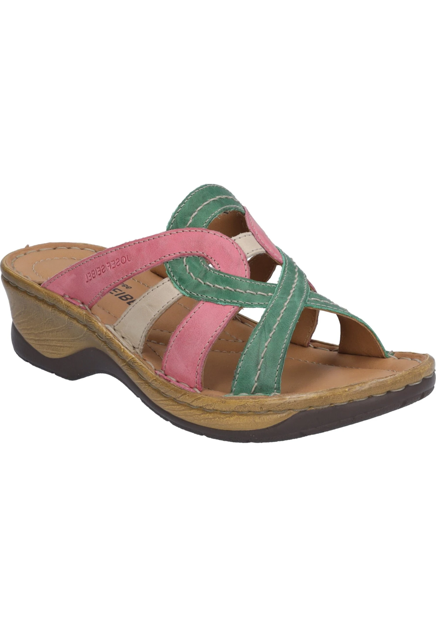 Josef Seibel Catalonia - Muiltjes Met Hak - Tanne Multi 2 Josef Seibel Catalonia - Muiltjes Met Hak - Tanne Multi - Afbeelding 2